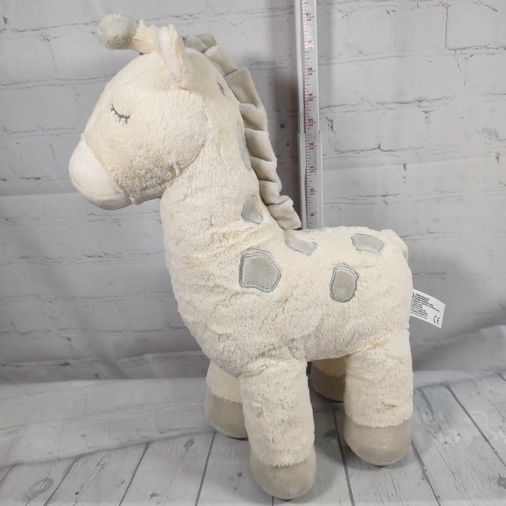 Kellytoy Giraffe Plush Soft Stuffed 17" Rattle Baby Cream Gray Lovey Toy